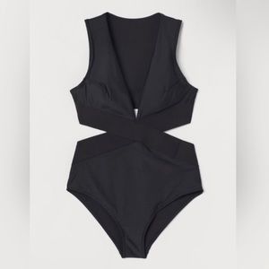 SOLD❤️ H&M Black Swimsuit with side Cut Outs XL